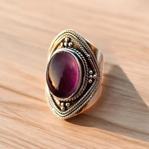 925 argent Sterling améthyste grande bague pour femmes délicate minimaliste bohème concepteur déclaration pierres précieuses bijoux personnalisés chrétien - Product Image 3