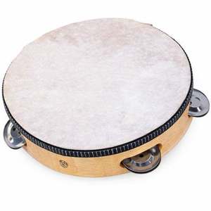 Tambourin en bois Eoin Winston Sports avec tête en peau de mouton et grelots métalliques pour percussion - Product Image 1