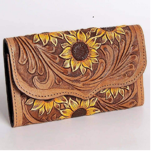 Monederos de cuero tallados a mano hechos a medida con patrones florales ideales para reventa en tiendas de accesorios de moda - Product Image 2