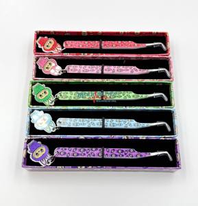 Juego de pinzas para extensión de pestañas con etiqueta privada personalizada, herramientas para pestañas de acero inoxidable recubiertas de papel, caja de pinzas para extensión de pestañas de fibra - Product Image 4