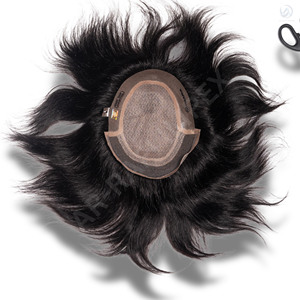 Precio al por mayor 100% cabello humano Remy indio buena densidad estilo recto encaje frontal postizo Mirage tupé para hombres - Product Image 6