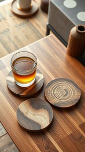 Natural Finish Wooden Coaster <b>Set</b> Providing Elegant Look And Reliable Protection For <b>Beverage</b> <b>Serving</b> Areas - Product Image 4