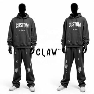 Personalizado al por mayor holgado chándal de los hombres de algodón de lana de poliéster de peso pesado cómodo 500 GSM Oversize chándal hombres cremallera - Product Image 5