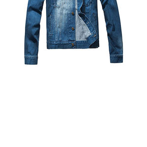 Chaqueta Bomber de Mezclilla Rasgada para Hombre, Talla Grande, Decoración de Encaje Frontal, Personalizada, Ecológica, Resistente al Viento, 100% Algodón/Poliéster - Product Image 5