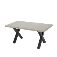 Table de salle à manger et de réception au design élégant, avec plateau en béton et pieds en bois, adaptée à tout espace de vie