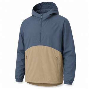 Custom Men's Quarter Zip Windbreaker Jacket Waterproof Eco-Friendly Streetwear Hooded OEM ODM Private Label Manufacturer - Product Image 3