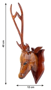 Decoración de madera para el hogar, cabeza de ciervo montada en la pared, busto de ciervo hecho a mano para caza, cabaña rústica, decoración de pared de granja, escultura para el hogar - Product Image 3