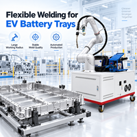 Machine de soudage laser à fibre robotisée automatique pour la fabrication de plateaux de batteries de véhicules électriques, solution de soudage robotisé pour boîtiers de batteries industriels