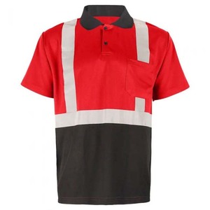 Camiseta Polo de Trabajo de Alta Visibilidad Roja y Negra para Hombre con Tiras Reflectantes, Material de Poliéster - Product Image 2