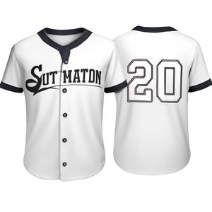 Maillot de baseball pour homme 100% polyester respirant à séchage rapide, design personnalisé, couleur unie, col rond, découpe automatisée, motif 3D - Product Image 1