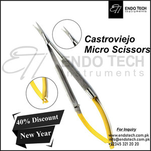 Instrumentos de microcirugía oftálmica de titanio Tijeras quirúrgicas corneales derecha/izquierda Fuente de alimentación manual - Product Image 5
