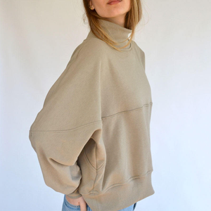 Conjunto de Sudadera con Capucha y Cuello Alto de Felpa, Estilo Casual y Holgado, Ecológico, con Personalización Frontal y Marca Propia para Mujer - Product Image 5