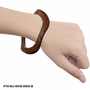 Hand-Carved Natural Wood Wavy <b>Bangle</b> Bracelet Organic Contoured Statement Wristband Eco-Friendly Geometric <b>Wooden</b> Jewelry - Product Image 6