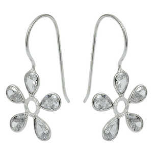Fait à la main magnifique 92.5 en argent Sterling luxe coupe crochet boucles d'oreilles bohème mode bijoux avec blanc CZ pour les femmes en gros - Product Image 3