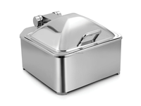 Luxuriöser 5L Edelstahl Silber Chafing Dish mit Hydraulikdruckdeckel und Sichtglas für Restaurant-Buffets