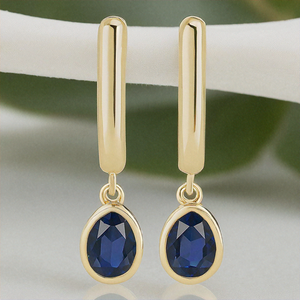 Boucles d'oreilles pendantes en argent sterling 925 plaqué or 18 carats avec pierre d'hydro quartz bleu de Londres, style tendance, best-seller - Product Image 4