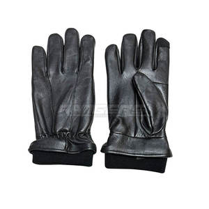 Gants de conduite noirs d'hiver avec poignets côtelés pour hommes, chauds, durables, compatibles avec les écrans tactiles, en cuir, équipement de plein air, gants de conduite en cuir OEM en gros - Product Image 1