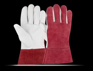 ถุงมือนิรภัยอุตสาหกรรมหนังวัวลายหนังแพะแยกเป็นชิ้นพร้อมซับในป้องกันอย่างดีสำหรับการเชื่อมทิค - Product Image 4