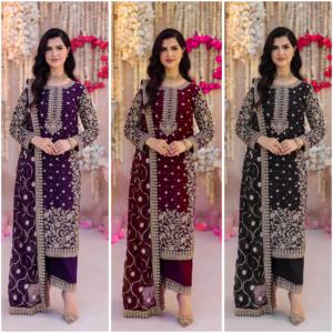 ชุดแต่งกายสำหรับปาร์ตี้ปากีสถานซาลวาร์ Kameez เสื้อพลาสโซพร้อมชุดปักลายแบบหนักมีสไตล์ - Product Image 6