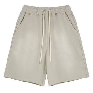 Pantalones casuales de lona de algodón para hombre, de cintura media, con estampado liso, efecto desgastado por el sol, transpirables, con cordón y borlas de color personalizado. - Product Image 2