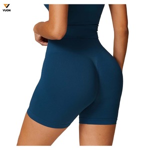 Pantalones cortos de gimnasio para mujer con logotipo personalizado, recién llegados, sin costuras, transpirables, estilo Formal, pantalones cortos de entrenamiento con glúteos - Product Image 6