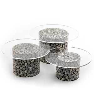 Miroir perlé Dessert Mini tasse gâteau support ensemble décoration de mariage plateau Base assiette thé haut rond cristal article pour fête de mariage - Product Image 3