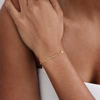 Bracelet minimaliste personnalisé en argent sterling 925 plaqué or 18 carats et rhodium avec breloque patte en code Morse – Cadeau pour les amoureux des chiens