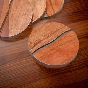 Juego de Posavasos de Resina Epoxi y Madera de Río, Ecológicos, Bohemios y Elegantes, para Hogar y Oficina, Venta al Por Mayor - Product Image 6