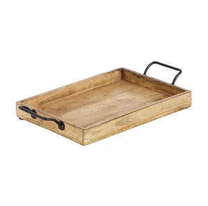 Proveedor al por mayor Bandeja de madera para servir Desayuno Forma rectangular Café Comida para servir Bandeja de madera de acacia rústica - Product Image 5
