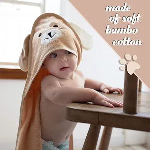 Kualitas Tinggi OEM Merek Kustom Handuk Mandi Bayi Lembut dan Lembut Grosir Bayi Berkerudung Set Handuk Mandi Bambu Organik