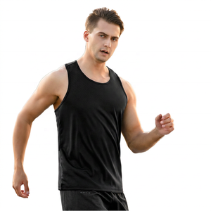 Camiseta Deportiva sin Mangas para Hombre, Color Azul Sólido, de Secado Rápido, Cuello Redondo, Tejido de Poliéster, Ropa Deportiva - Product Image 2