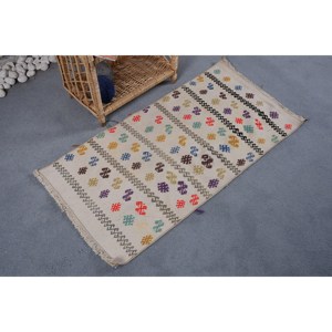 พรมตุรกีลายเรขาคณิตขนแกะสีเบจแบบวินเทจขนาด1.9x3.7ฟุตสี่เหลี่ยมปะต่อแผ่นยางรอง10มม. 4ม. สำหรับห้องวัยรุ่น - Product Image 2