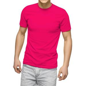Camiseta de manga corta con cuello redondo para hombre Camiseta de algodón liso sólido Tamaño grande y alto disponible - Product Image 4