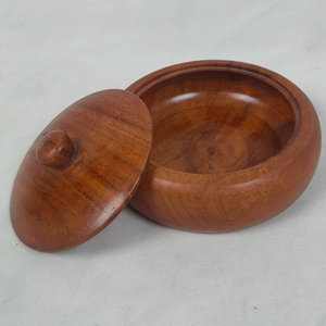 Handmade Wooden Serving Bowl With Lid Minimalist Design For Food Serving Gifting - Product Image 1
