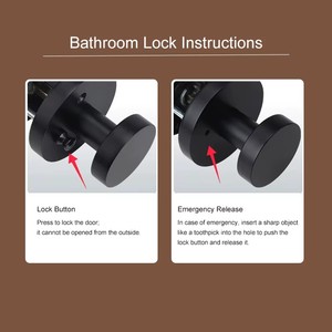Zwart zilveren enkelvoudige ronde knop Privacy Passage Badkamer Onzichtbaar sleutelloos deurslot Slaapkamer Stil slot - Product Image 5