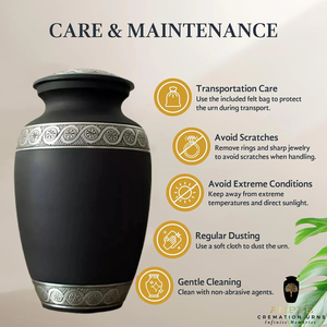 Handcrafted Aluminum Memorial <b>Urn</b> Black meena Cremation <b>Urns</b> with Meena Coating <b>Large</b> (220 Cu In) & Keepsake (3 Cu In) - Product Image 5