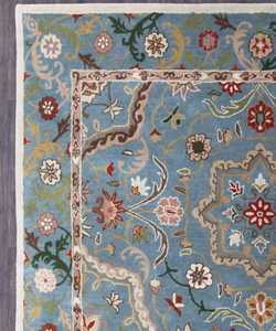 Tapis en laine tufté à la main personnalisable Motifs floraux traditionnels bleus Motifs floraux traditionnels tuftés à la main abstraits - Product Image 5