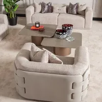 Table basse rectangulaire Michael Amini Canberra en frêne clair avec étagère inférieure