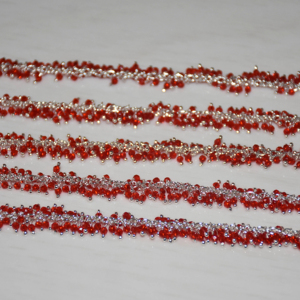 Chaîne de chapelet de perles Hydro de quartz rouge enveloppée de fil plaqué argent de qualité supérieure, chaîne de perles de chapelet épais pour la recherche de bijoux - Product Image 2