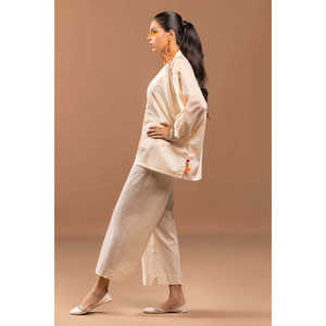 Túnica Beige para Mujer con Adornos Jacquard, Ropa ODM de Alta Calidad, Tirantes Finos, Cuello Mao, para Uso Diario, Talla XS, Color Sólido Claro - Product Image 4