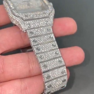 남자의 스테인레스 스틸 Moissanite 다이아몬드 시계 아이스 아웃 다이얼 창 유리 그를위한 우아한 보석 선물 - Product Image 5