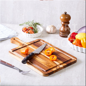 Smartwood Bloc à découper rectangulaire en teck de qualité vietnamienne avec poignée pratique Planche à découper intelligente pour la cuisine - Product Image 4