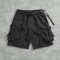 Mountain outdoor fonction multi-poches vintage cargo shorts hommes marque de mode japonaise lâche jambe droite décontracté cinq quarts