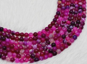 Premium Natural Healing Banded AgatePink 8mm <b>Stone</b> Beads Round for Meditation Fashion Jewelry - Product Image 3