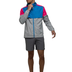 <b>Men's</b> Color Blocking Windproof Hooded Jacket Lightweight Polyester Sporty <b>Rain</b> <b>Coat</b> with Full Zipper Regular Fit Autumn Wear - Product Image 2