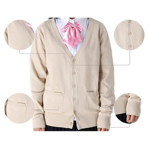 Durable Ribbed Knit Uniform <b>Cardigan</b> for Hospitality and Retail Employees <b>Lightweight</b> Fine Knit Uniform <b>Cardigan</b> - Product Image 6