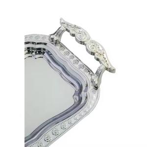 Nouveau fabuleux plateau de service fini unique en argent serbing avec poignées design cadeaux de pendaison de crémaillère - Product Image 4