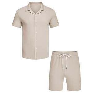 2025 Wholesale Summer Beach Wear <b>Shorts</b> & Set Custom Men <b>Short</b> <b>Sleeve</b> <b>Button</b> <b>up</b> <b>Shirt</b> %100 Cotton Men <b>Shorts</b> Set - Product Image 5