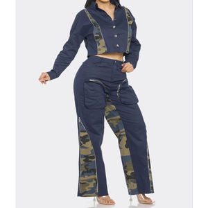 Top tendance vêtements d'hiver pour femmes ensembles décontractés 100% coton uni couleur unie Logo personnalisé imprimé Vintage décoration vente chaude - Product Image 3