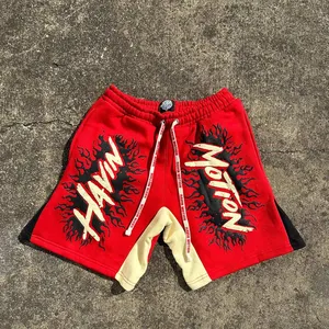 Custom 100% Cotton Puff Printed Sun Faded Acid Wash Inside Panel Summer Streetwear Sweat Shorts For Men